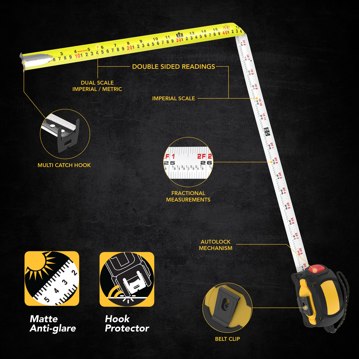 Steel Tape Measure  PAL25 - Nylon Coated Auto-Lock