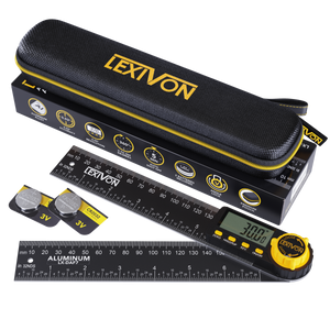 LEXIVON Aluminum Digital Angle Finder Gauge, 7-inch/180mm Multi-Purpose Protractor, Includes XL Display and Rugged Zippered Pouch (LX-DAF7)